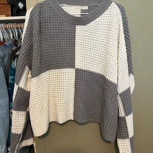 Stylish Two-Tone Gray and White Sweater